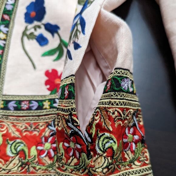 Alice + Olivia Jerri Embroidered Linen Jacket Size 4 - Picture 10 of 16